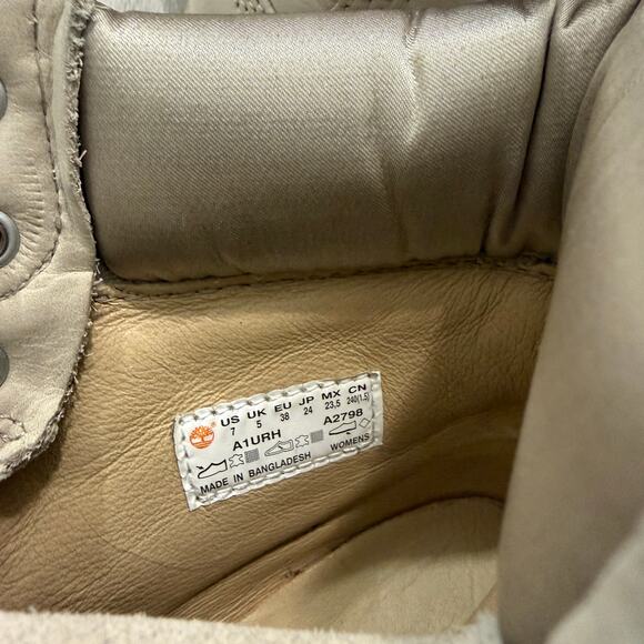 Timberland Premium Waterproof Lace Up Ankle Boots Women's 7 Cream A2798 - Picture 9 of 12